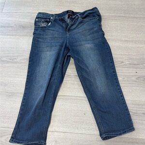 Earl Crop Denim Jeans with Embroidered Detail